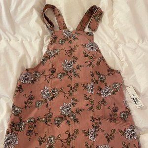 No Bounderies Overall Dress Pink Floral Size S (3-
